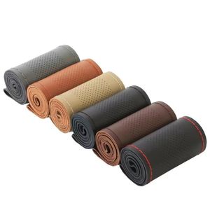 Housse de <span class=keywords><strong>volant</strong></span> universelle en cuir véritable à <span class=keywords><strong>coudre</strong></span> soi-même, 38 cm-45 cm, avec aiguille et fil - Product Image 1