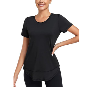 Chemise de fitness à manches courtes pour femmes Col rond Sports Yoga Running Clothes Top Side Split T-shirt - Product Image 1