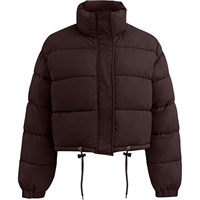 Veste courte matelassée pour femme, hiver, manches longues, coupe-vent avec cordon de serrage