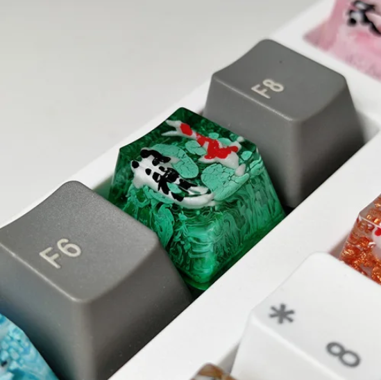 1U Resin Handmade Backlit DIY RGB Keycaps Mechanical Keyboards Scenic Koi 1U Resin Handmade Backlit DIY RGB Keycaps