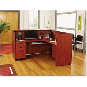 Bureau d'accueil Alera Valencia Series 71w X 35 1/2d X 42 1/2h Cerisier pour Hôtels et Restaurants avec Éclairage LED en MDF et Marbre - Product Image 4