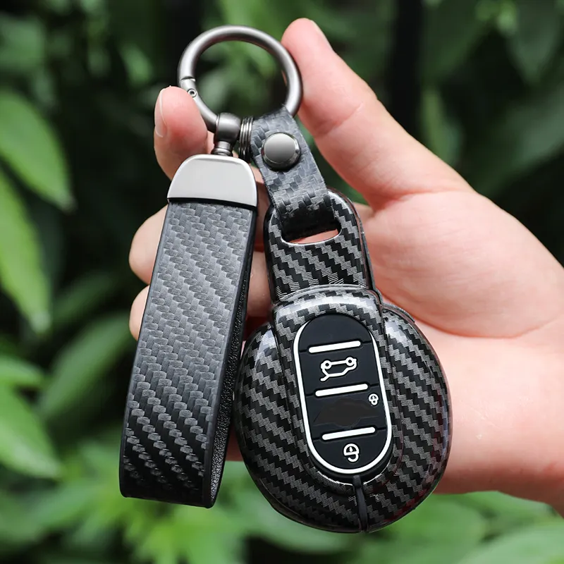 Housse de protection de télécommande de voiture Accessoires de protection de porte-clés en fibre de carbone pour BMW MINI cooper F56 F54 F55 Protector 2