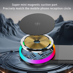 Llegadas Tablero de succión magnética fuerte <span class=keywords><strong>Cargador</strong></span> inalámbrico ajustable para automóvil con luz RGB rítmica - Product Image 3