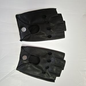 Gants de conduite en cuir de mouton à demi-doigts pour hommes, été 2026, avec trous d'aération, gants de vélo - Product Image 2