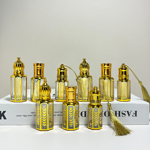 Commercio all'ingrosso vuoto fantasia 3ML 6ML 12ML oro Attar Arabian Oud ottagonale cristallo di vetro rotolo di profumo su bottiglie di olio di bottiglia <span class=keywords><strong>con</strong></span> <span class=keywords><strong>bastoncini</strong></span> - Product Image 1