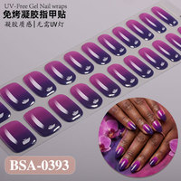 Stiker Kuku Gel Zhengxiang Musim Gugur Musim Panas Natal Seni DIY Perekat Sendiri Tanpa Panggang OEM Gradasi Prancis Bawang Hijau Pink Bebas UV