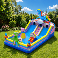 Château gonflable commercial écologique à prix d'usine avec toboggan aquatique et zone de saut, garantie de 3 ans