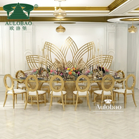 Tables de mariage incurvées de luxe en forme de S de la marque AULOBAO, finition miroir, base dorée