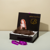 Boîte à perruques en carton personnalisable avec ruban, boîte magnétique rectangulaire, boîtes à cheveux pour extensions