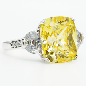 Anillo de compromiso de plata de ley 2020 con piedra amarilla, nuevo diseño, 925 - Product Image 2