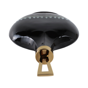 Vaso in vetro a forma di bottiglia arrotondata con dettaglio superiore in metallo, finitura lucida decorativa per soggiorno e decorazioni per la casa. - Product Image 6