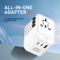 Adaptateur universel LDNIO Z8 GaN 45W Adaptateur secteur mural Adaptateur de voyage multi-prises Adaptateur de voyage universel Adaptateur de voyage double type-C