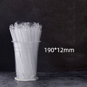 Pailles en plastique transparentes jetables écologiques PP 6x190mm avec design personnalisable pour jus et boissons - Product Image 3