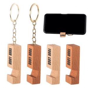 Porte-clés promotionnel portable en bois, support de téléphone portable, porte-clés personnalisé en bois avec logo sur mesure - Product Image 1