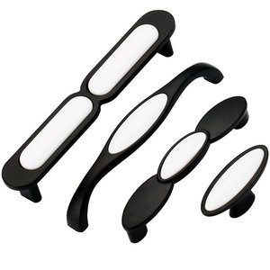 Lcedis Black And White Ceramic Cabinet Handles Oval Shape Modern Design For Furniture Drawer <b>Wardrobe</b> Door Hardware - Product Image 5