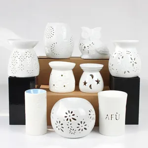 Weißer individueller Aroma-Diffusor-Ofen Teelichter Keramikkerze Sojawachs-Aroma-Brenner sortierter Wachswärmer