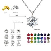 Good Century 18K gouden ketting met zes gemengde vormen van laboratorium gekweekte diamanten, bruids- en jubileumcadeau, luxe fijne sieraden