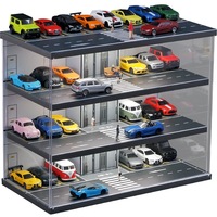 Vitrine de rangement pour modèles de voitures en plastique à l'échelle 1:64 pour voitures HotWheels avec garage et parking DIY 34,8x17,8x28,7cm
