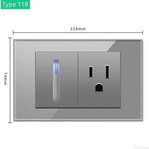 Enchufe de pared con lámpara y carga rápida USB tipo 118 americano/australiano, interruptor eléctrico de pared con cable gris, USB tipo C - Product Image 3