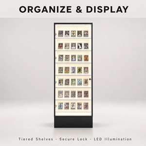 Vitrine d'exposition de cartes à collectionner LED à 12 étagères avec porte en verre verrouillable pour cartes Pokémon et cartes sportives – Présentoir pour collectionneurs - Product Image 4