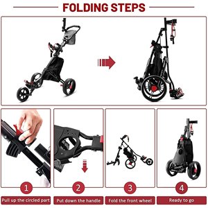 Vente chaude Portable Noir Trois Roues En Alliage D'aluminium Chariot De Golf Pliable 3 Roues Golf Poussoir pour Sports De Golf En Plein Air - Product Image 4