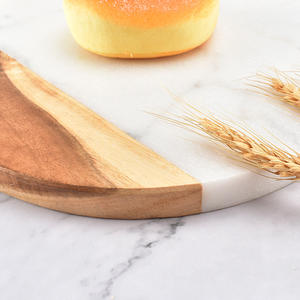 Tabla de cortar de mármol de madera de forma redonda personalizada para cocina para bandejas de panes de carne - Product Image 4