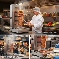 Machine à shawarma au gaz à 4 brûleurs OUTE, machine à kebab électrique en acier inoxydable pour hôtel et restaurant