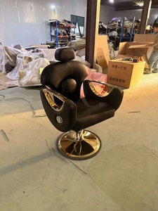 Sillón de Barbería de Lujo en PU Rosa con Reposabrazos Dorados, Silla Hidráulica de Estilismo, Silla para Lavado de Cabello para Salón - Product Image 5