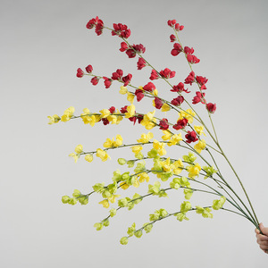 Bouquet de fleurs artificielles Greenway violettes, rouges, jaunes, vertes en PVC, plante entière, arrangement floral décoratif pour salle de mariage et scène - Product Image 1