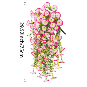 Vignes artificielles d'eucalyptus et de glycine H357, à suspendre au mur, fleurs en forme de trompette, décoration extérieure pour la maison, protection solaire - Product Image 6