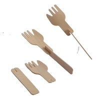 Mini cuillères à crème glacée pliables, couteau et fourchette jetables en bois écologique, pièces