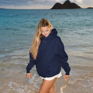 FOXA Sweat-shirt à capuche surdimensionné en polaire pour femme, motif tortue de mer, épaules tombantes, pull décontracté thème océan - Product Image 3