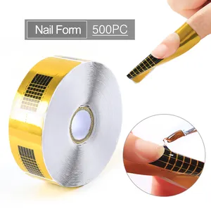 500 Pcs/roll French Nails Form Acrylic Gel Extension Nail Tool Curl Form Nail Art Extended Form Sticker Manicure Tools