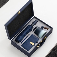 Coffret Cadeau d'Affaires de Luxe avec Logo Personnalisé pour Fête Annuelle – Mug à Thé Tendance, Parapluie et Carnet en PU dans une Boîte Cadeau Élégante