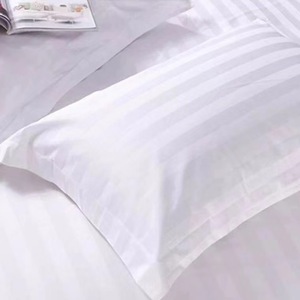 Wholesale 100% Cotton Hotel Collection White Stripe 4-Piece Single Bedding Set Includes Pillowcase Bed Sheet Duvet <strong>Cover</strong> 300TC