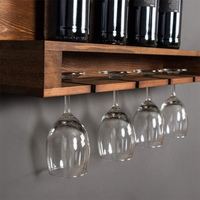 Étagère murale contemporaine en bois massif pour bouteilles de whisky et de vin avec un design moderne