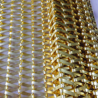 Maille spirale en cuivre tissé doré dense, épaisseur 10 mm, 30 % d'ouverture pour cloisons d'intimité, halls d'ascenseurs, murs de luxe