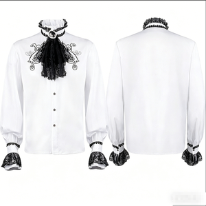 Costume da Principe <span class=keywords><strong>Medievale</strong></span> per <span class=keywords><strong>Uomo</strong></span>, Gilet con Bordi Dorati, Camicia con Volant Vintage, Abito Formale da Festa Serale in Stile Vittoriano - Product Image 3