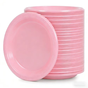 Wholesale Dinner Dessert Dim Sum PS Plate <b>Disposable</b> <b>Tableware</b> Plastic Plates for Wedding Party - Product Image 1