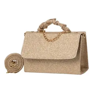 Bolso de Hombro Vintage para Mujer con Brillo, Asa Única, Dorado Metálico, Cierre de Cremallera Impermeable, para Verano e Invierno - Product Image 3