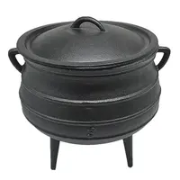 Cast Iron Flat Bottom Bean pot Dutch oven 2 quart Potjie Plat