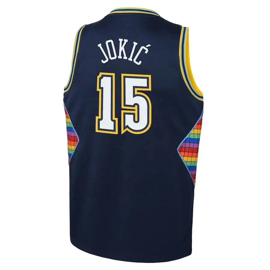 Denver Nugget-uniforme de baloncesto personalizado para hombre, Jersey bordado azul marino 1 Jr 15 Jokic 55 Mumbo China