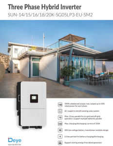Inversores Solares Híbridos Trifásicos de Bajo Voltaje Deye SUN-14/15/16/18/20K-SG05LP3-EU-SM2 en Oferta con 10 Años de Garantía - Product Image 2