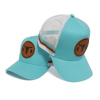 Gorras de Béisbol Trucker Azules de 5 Paneles con Logotipo Personalizado de Alta Calidad, Gorras Deportivas de Moda Hip Hop para Hombre y Mujer con Parche de Cuero