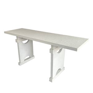 Mesas de Consola Modernas Minimalistas para Sala de Estar o Hotel, con Acabado de Cemento Blanco Rugoso e Irregular y Marco de Madera - Product Image 1