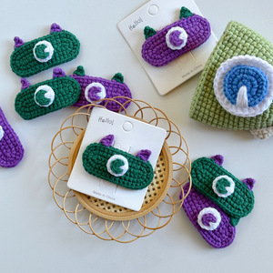 Nuovo Fermaglio <span class=keywords><strong>per</strong></span> Capelli a Forma di Mostro Monocolo in Lana Fatta a Mano Verde Foglia Cartoonesco <span class=keywords><strong>per</strong></span> Bambini Capodanno - Product Image 1