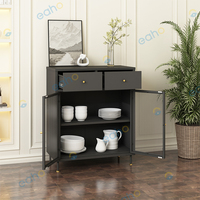 Aparador de almacenamiento de armario de acero con 2 puertas de plástico con 2 cajones para cocina, Hotel, sala de Estar, comedor