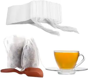 En Stock Bolsa de baño de té vacía no tejida con cuerda para hierbas sueltas Té Flores secas