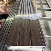 Panneau sandwich en polyuréthane sculpté en métal haute densité, économie d'énergie, imperméable, panneau mural extérieur