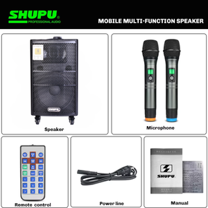 Shupu AT-110 10 inch 180W xe đẩy di động Hệ thống loa BT/USD/USB không dây/có dây Mic cho các bên ngoài trời công cộng bài phát biểu nhà - Product Image 6